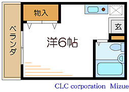 都営新宿線 瑞江駅 徒歩15分の賃貸マンション 2階ワンルームの間取り