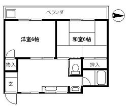 藤ハイツ 1階2DKの間取り