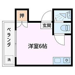 ストークハイツ山口 2階ワンルームの間取り
