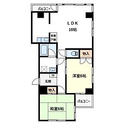 富士ビル 4階2LDKの間取り