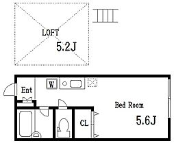 ケンクレスト ワンルームの間取図画像