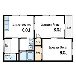 コーポ松本 2DKの間取図画像
