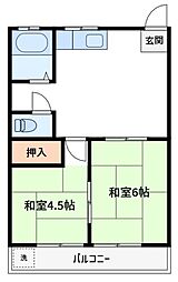 コーポスズキ 2DKの間取図画像