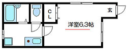 フローラ東小岩 1Kの間取図画像