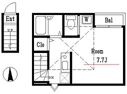 レスペデサ小岩 2階ワンルームの間取り