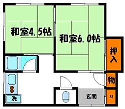 晴美荘 2階2Kの間取り