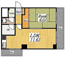 パークノヴァ小石川 1LDKの間取図画像