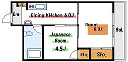 土清ビル 2DKの間取図画像