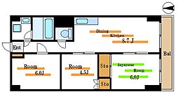 矢野第3ビル 3DKの間取図画像