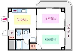 パークヒルズ越前屋 2DKの間取図画像