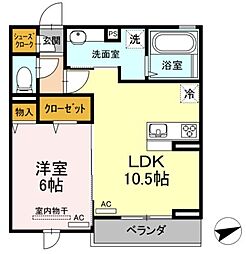 クリア南砂 1LDKの間取図画像