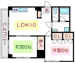 蔵前双葉ハイツ 2LDKの間取図画像