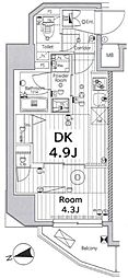 メイクス上野 1DKの間取図画像