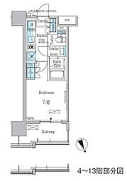 ParkAxis浅草・田原町 1Kの間取図画像