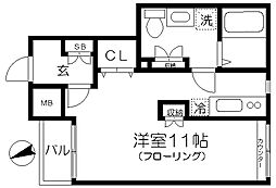 Karin散歩 ワンルームの間取図画像