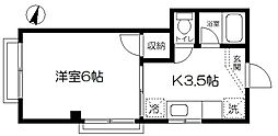 エリザベスビル 1Kの間取図画像