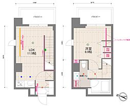 東京メトロ有楽町線 月島駅 徒歩1分の賃貸マンション 10階1LDKの間取り