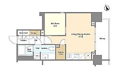 ASPRIME八丁堀（旧インプレストレジデンス） 10階1LDKの間取り