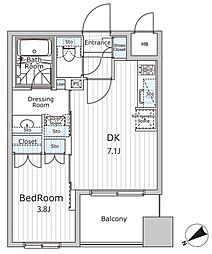 東京メトロ日比谷線 人形町駅 徒歩5分の賃貸マンション 9階1DKの間取り
