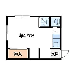 金子荘 2階ワンルームの間取り