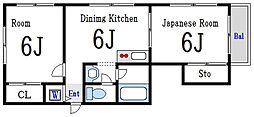 村山ビル 2DKの間取図画像