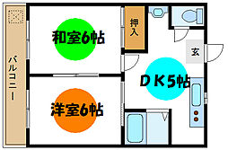 平和コーポ2号館 2DKの間取図画像