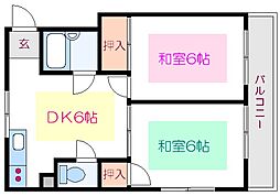 パレ・ドール芙美 2DKの間取図画像