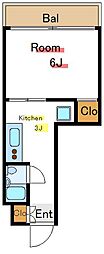 エクセル入谷2号館 1Kの間取図画像