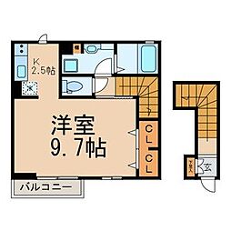 東京メトロ日比谷線 三ノ輪駅 徒歩5分の賃貸アパート 2階ワンルームの間取り