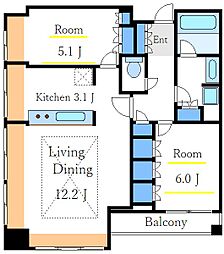 ステーションガーデンタワー 2LDKの間取図画像