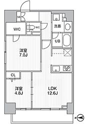THEパームス熊野前 2LDKの間取図画像