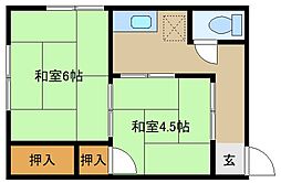 鈴木荘 2Kの間取図画像