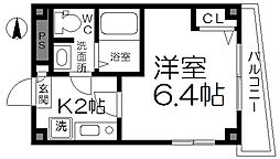 JR山手線 日暮里駅 徒歩10分の賃貸マンション 2階1Kの間取り