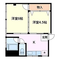 多川ビル 2Kの間取図画像