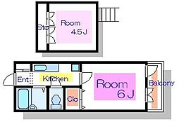 SKPALACE5 1Kの間取図画像