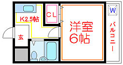 ライトピア 1Kの間取図画像