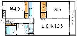 コージーコート 2LDKの間取図画像