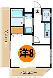 レ・ヴォワザン 1Kの間取図画像
