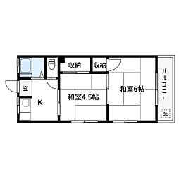 金子コーポ 1Kの間取図画像