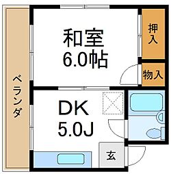 東栄マンション 1DKの間取図画像