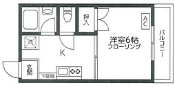 グランパレ西綾瀬 1Kの間取図画像