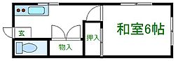 伊藤コーポB 2階1Kの間取り