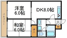 江藤マンション 5階2DKの間取り