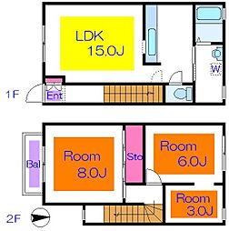 メンバーズヒル一ツ家 2SLDKの間取り