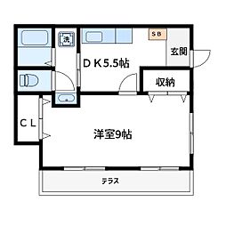 矢口ハイツ 1Kの間取図画像
