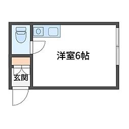 田川ハイツ ワンルームの間取図画像