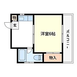 第二柏木ビル 1Kの間取図画像