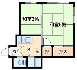 酒井荘 2Kの間取図画像