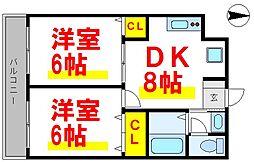 ヴィラセブン 2DKの間取図画像