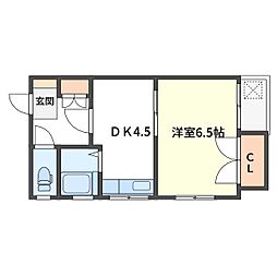 川口屋コーポ 1DKの間取図画像